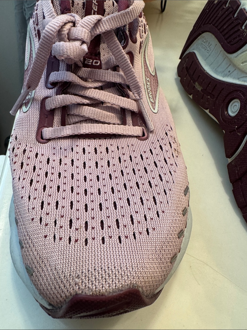 Brooks Women's Running Shoes - Light Pink with Plum Trim - Picture 3 of 3
